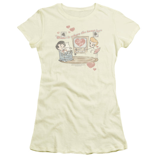 I Love Lucy - Home Is Where The Heart Is - Short Sleeve Junior Sheer - Cream T-shirt