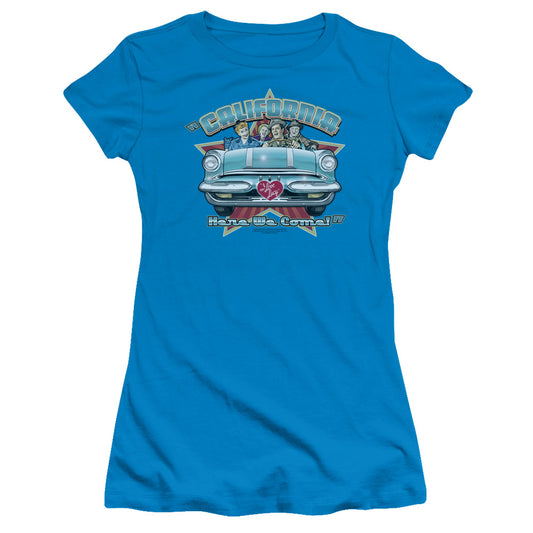 I Love Lucy - California Here We Come - Short Sleeve Junior Sheer - Turquoise T-shirt