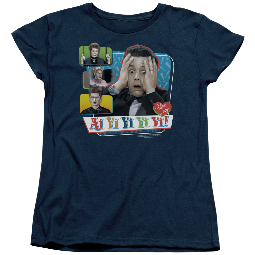 I Love Lucy - Ai Yi Yi Yi Yi - Short Sleeve Womens Tee - Navy T-shirt