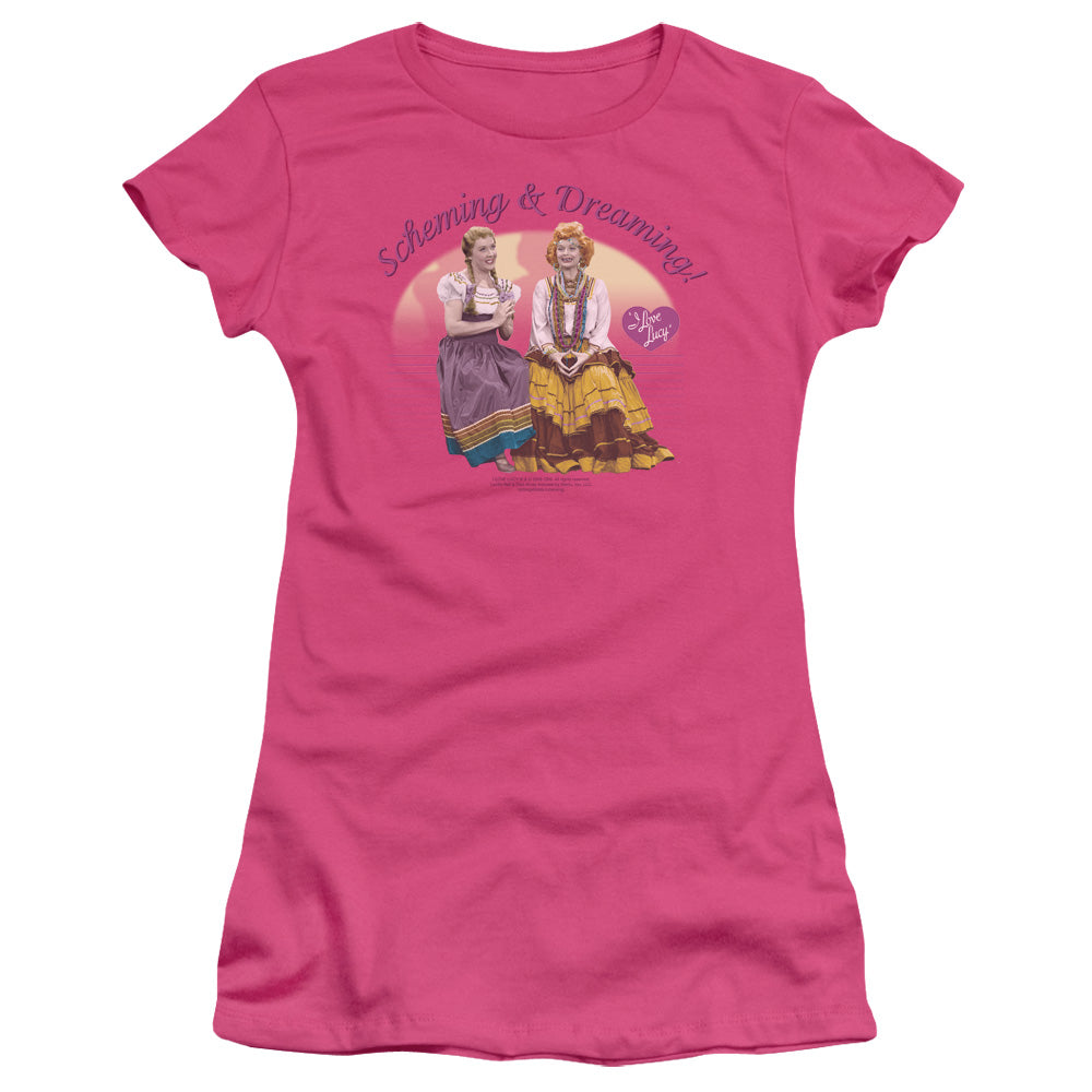I Love Lucy - Scheming And Dreaming - Short Sleeve Junior Sheer - Hot Pink T-shirt