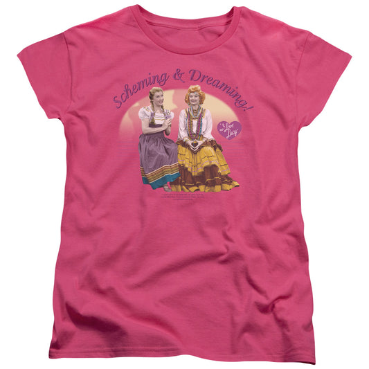 I Love Lucy - Scheming & Dreaming - Short Sleeve Women"s Tee - Hot Pink T-shirt