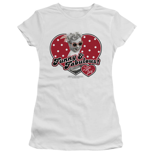I Love Lucy - Funny And Fabulous - Short Sleeve Junior Sheer - White T-shirt