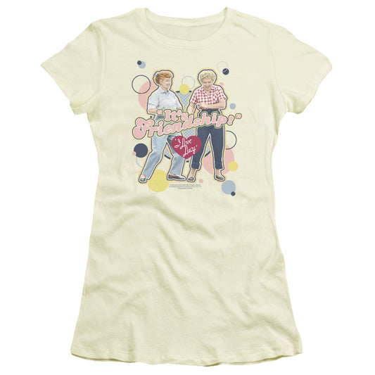 I Love Lucy - Its Friendship - Short Sleeve Junior Sheer - Cream T-shirt