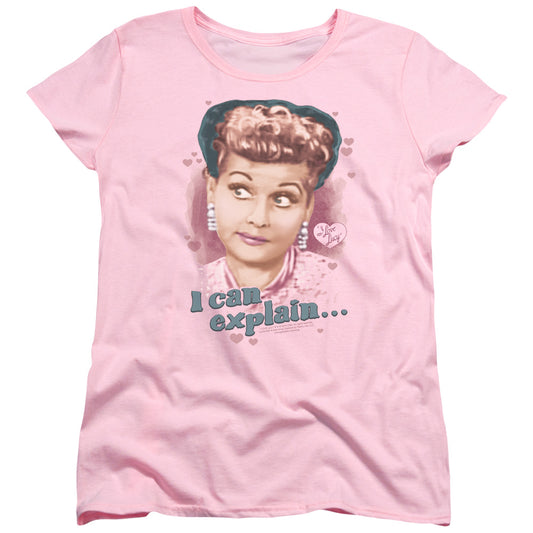 I Love Lucy - I Can Explain - Short Sleeve Womens Tee - Pink T-shirt
