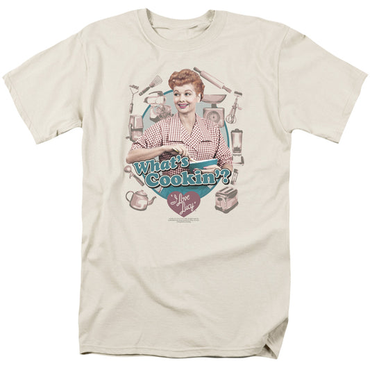 I Love Lucy - Whats Cookin - Short Sleeve Adult 18/1 - Cream T-shirt