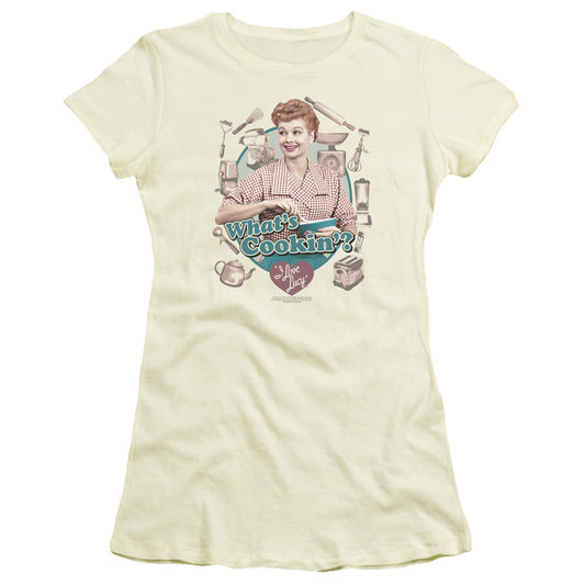 I Love Lucy - Whats Cookin - Short Sleeve Junior Sheer - Cream T-shirt