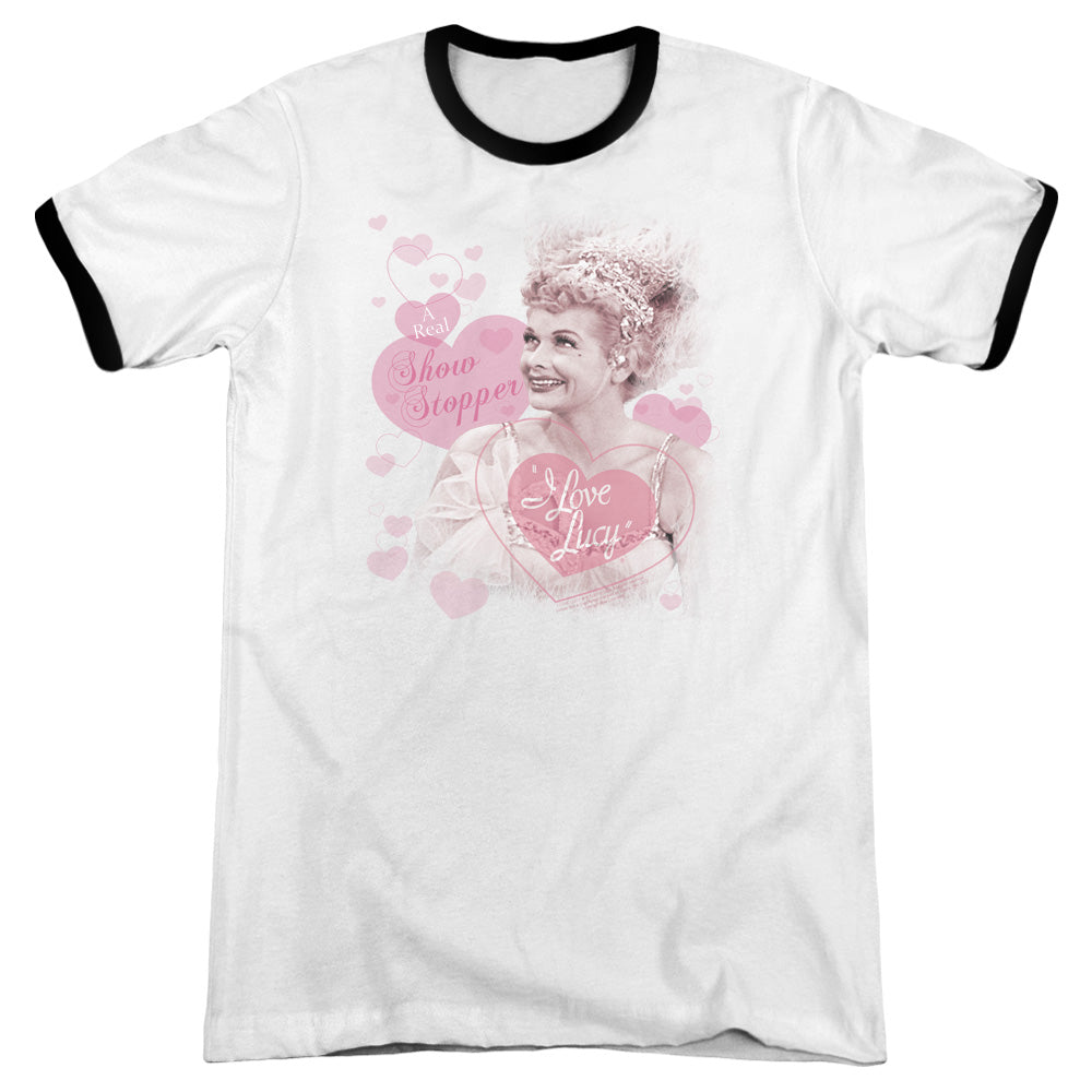 I Love Lucy - Show Stopper - Adult Ringer - White/black