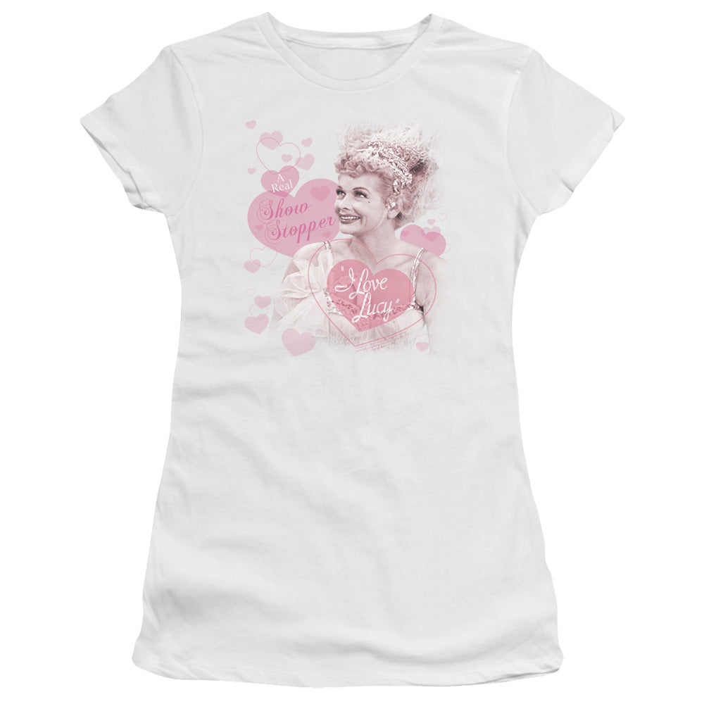 I Love Lucy - Show Stopper - Short Sleeve Junior Sheer - White T-shirt