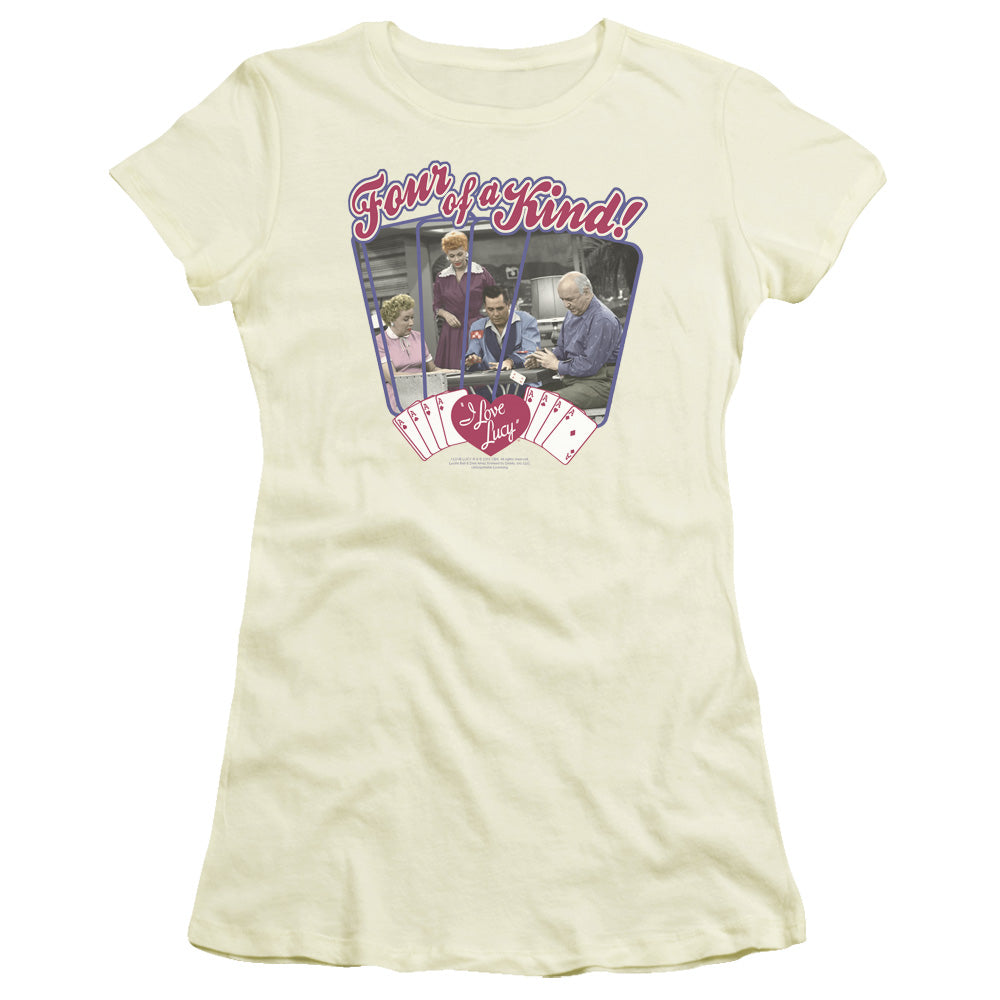 I Love Lucy - Four Of A Kind - Short Sleeve Junior Sheer - Cream T-shirt