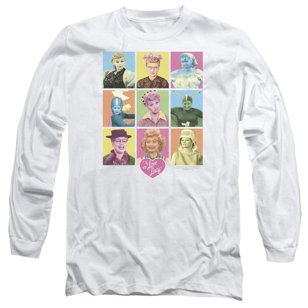 I Love Lucy - So Many Faces - Long Sleeve Adult 18/1 - White T-shirt