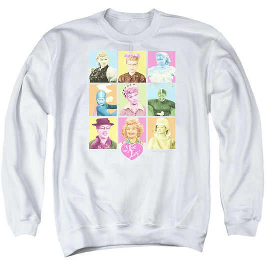 I Love Lucy - So Many Faces - Adult Crewneck Sweatshirt - White