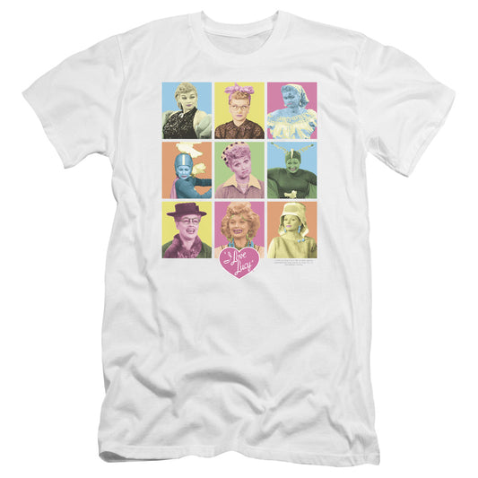 I Love Lucy - So Many Faces-premuim Canvas Adult Slim Fit 30/1 - White