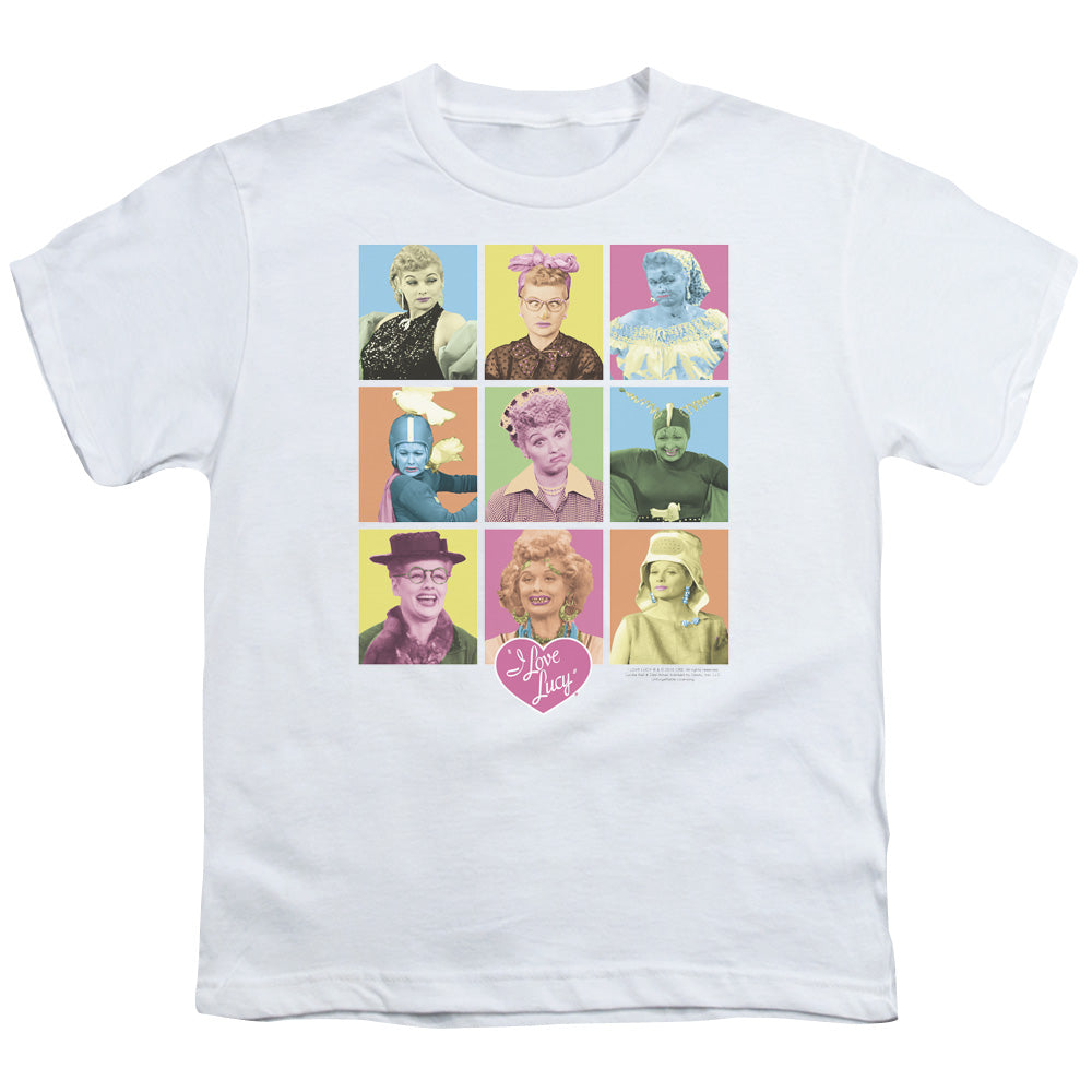 I Love Lucy - So Many Faces - Short Sleeve Youth 18/1 - White T-shirt