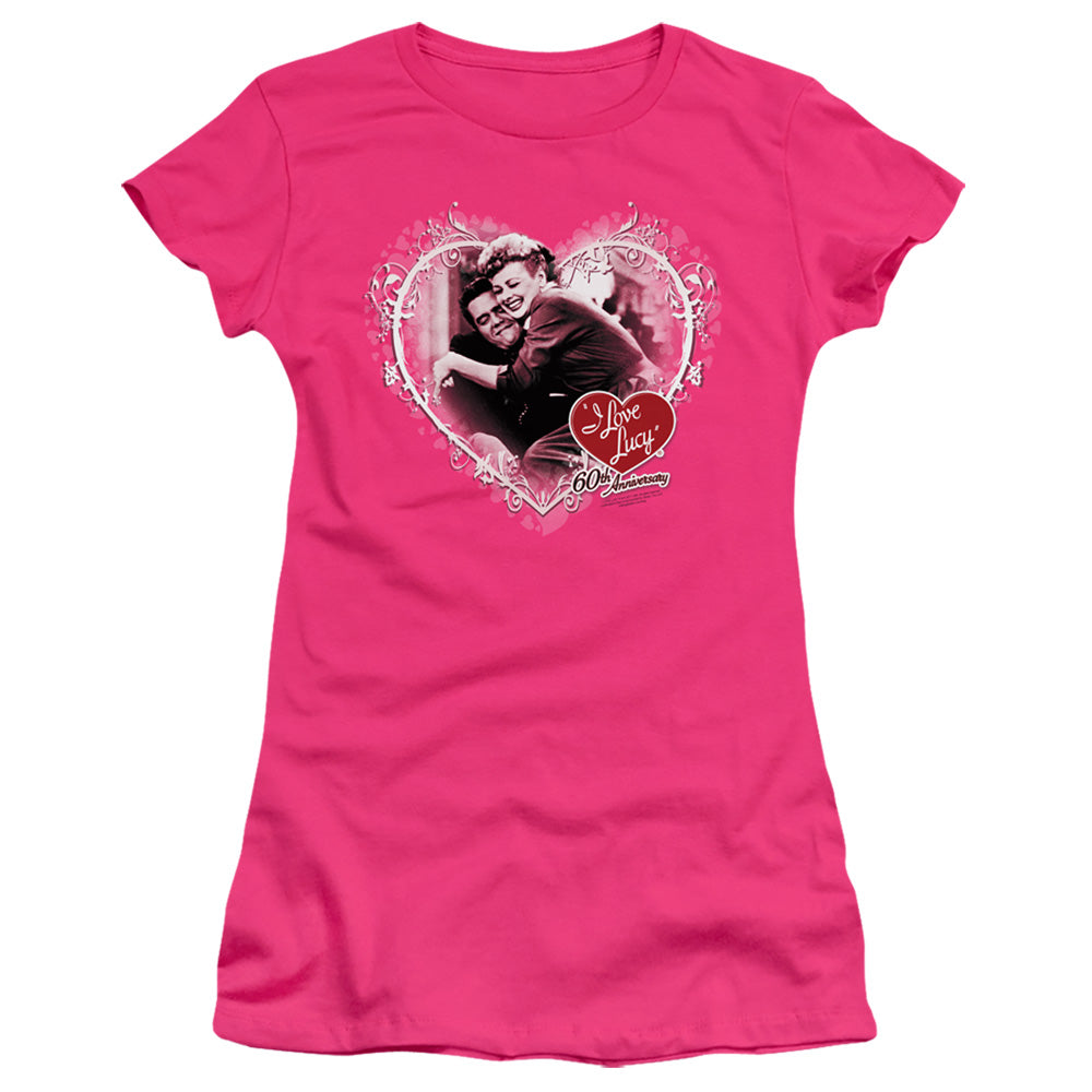 I Love Lucy - Happy Anniversary - Short Sleeve Junior Sheer - Hot Pink T-shirt