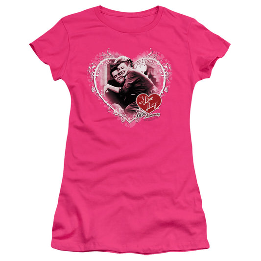 I Love Lucy - Happy Anniversary - Short Sleeve Junior Sheer - Hot Pink T-shirt