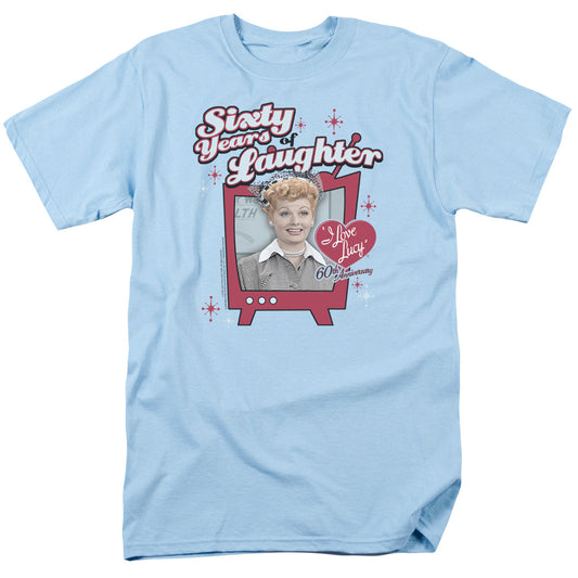 I Love Lucy - 60 Years Of Laughter - Short Sleeve Adult 18/1 - Light Blue T-shirt