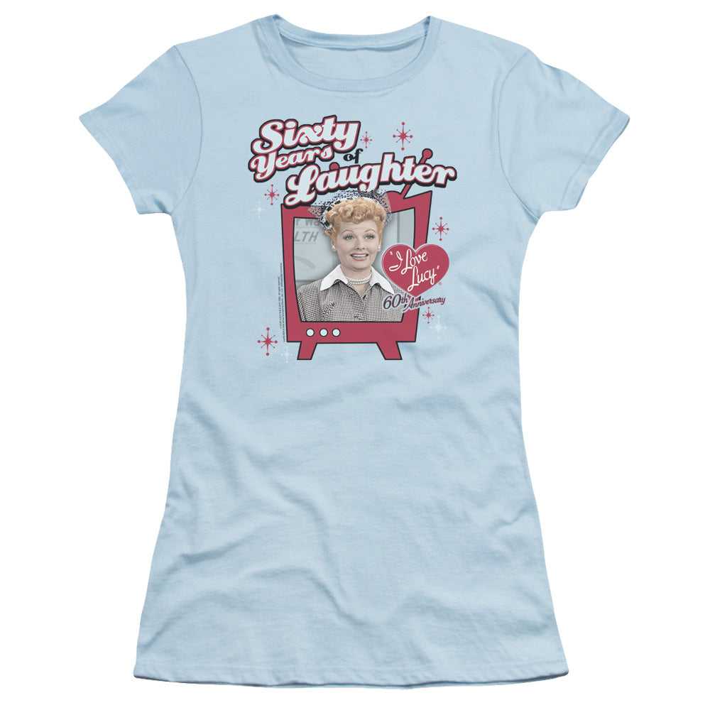 I Love Lucy - 60 Years Of Laughter - Short Sleeve Junior Sheer - Light Blue T-shirt