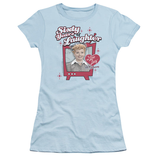 I Love Lucy - 60 Years Of Laughter - Short Sleeve Junior Sheer - Light Blue T-shirt