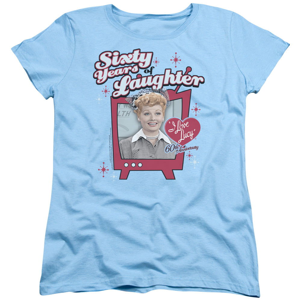 I Love Lucy - 60 Years Of Laughter - Short Sleeve Womens Tee - Light Blue T-shirt