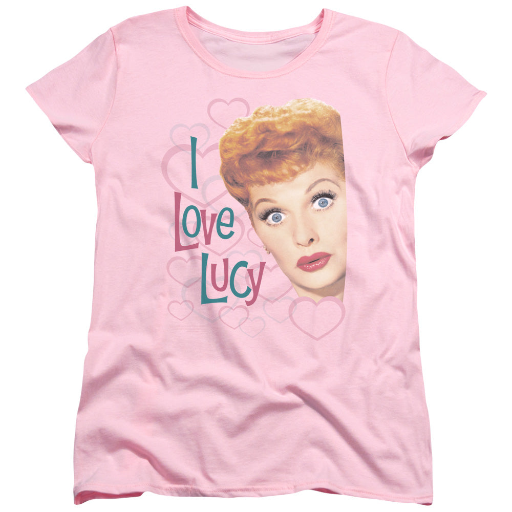 I Love Lucy - Hollywood Open Hearts - Short Sleeve Womens Tee - Pink T-shirt