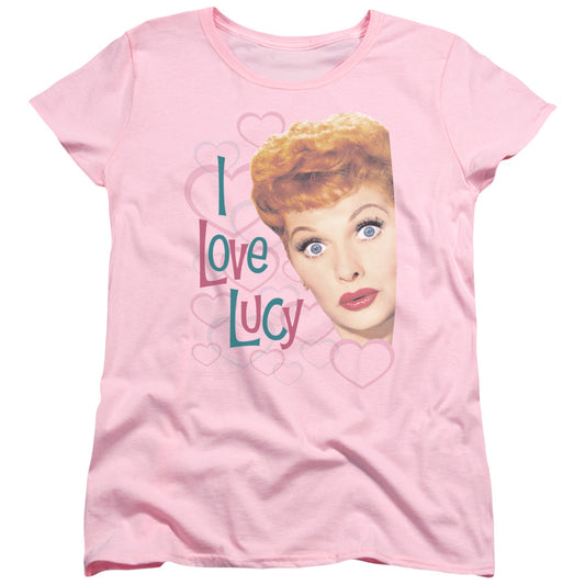 I Love Lucy - Hollywood Open Hearts - Short Sleeve Womens Tee - Pink T-shirt