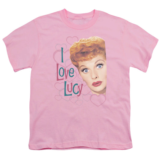 I Love Lucy - Open Hearts - Short Sleeve Youth 18/1 - Pink T-shirt