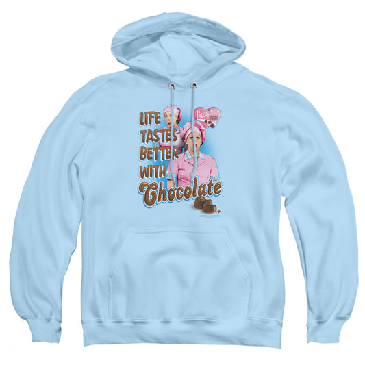 I Love Lucy - Better With Chocolate - Adult Pull-over Hoodie - Light Blue