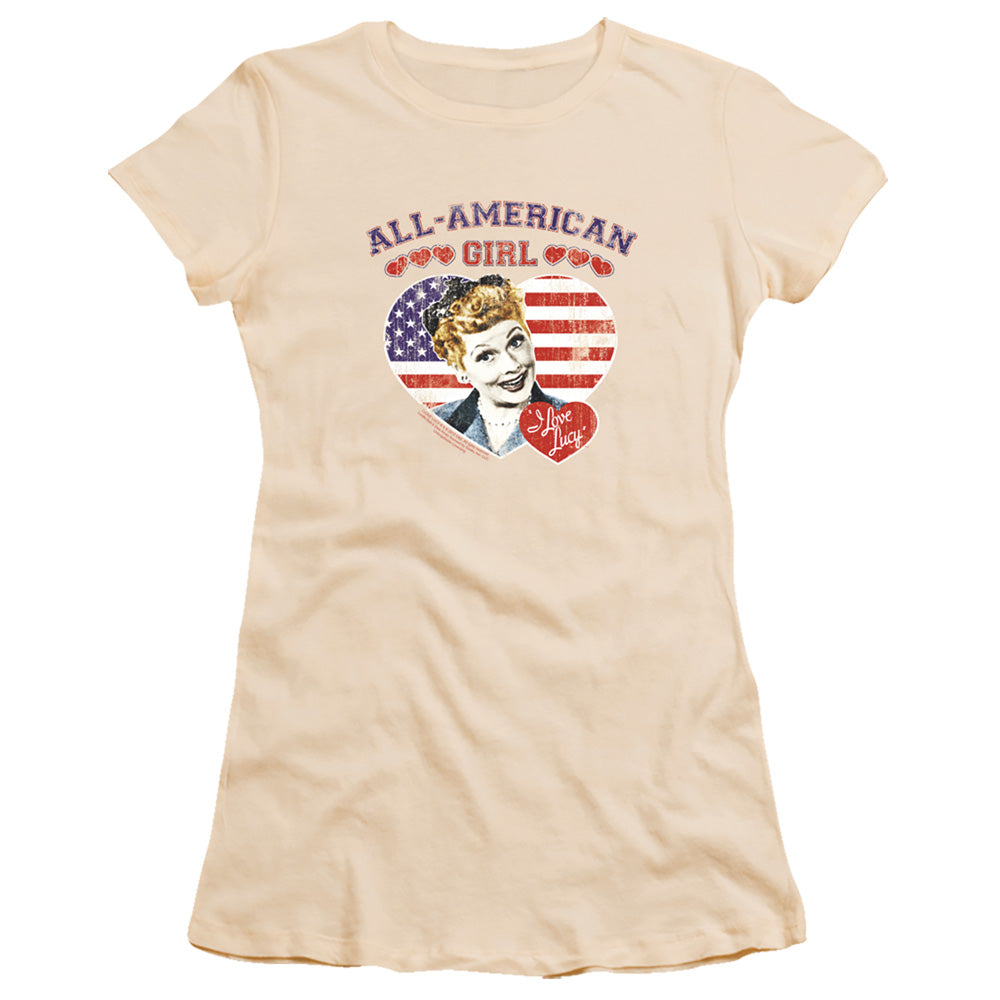 I Love Lucy - All American - Short Sleeve Junior Sheer - Cream T-shirt