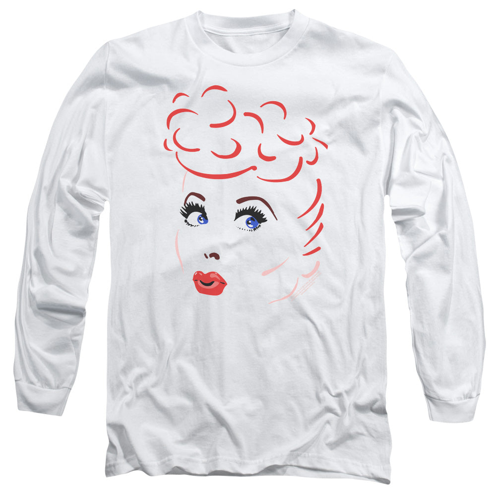I Love Lucy - Lines Face - Long Sleeve Adult 18/1 - White T-shirt