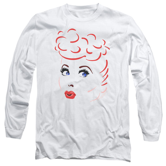 I Love Lucy - Lines Face - Long Sleeve Adult 18/1 - White T-shirt