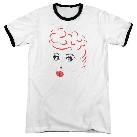 I Love Lucy - Lines Face - Adult Ringer - White/black