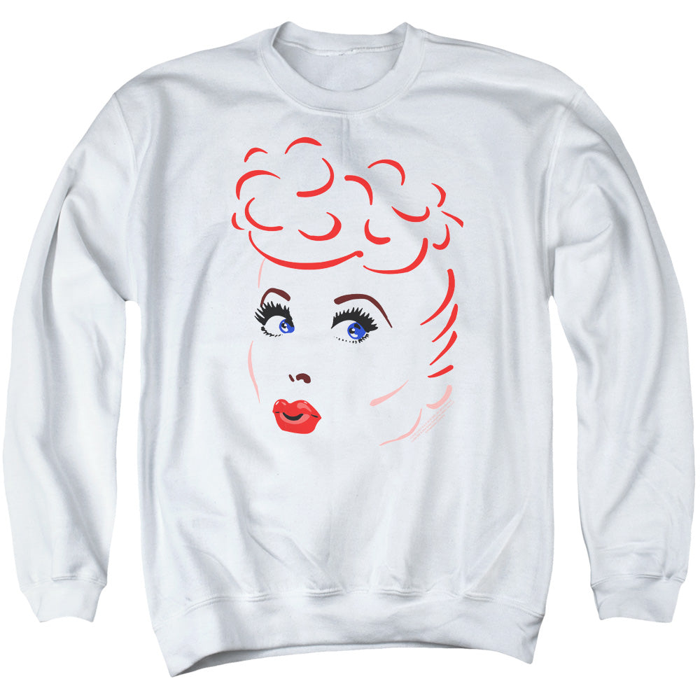 I Love Lucy - Lines Face - Adult Crewneck Sweatshirt - White