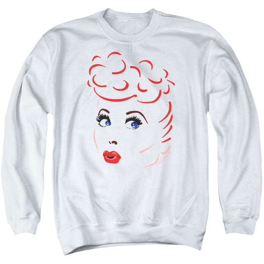I Love Lucy - Lines Face - Adult Crewneck Sweatshirt - White