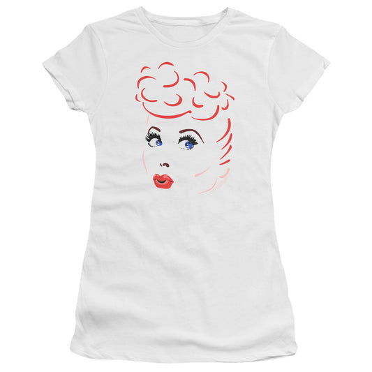I Love Lucy - Lines Face - Short Sleeve Junior Sheer - White T-shirt