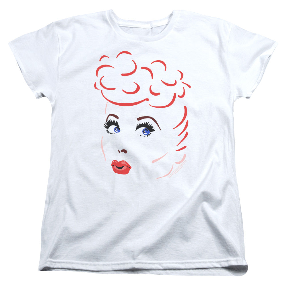 I Love Lucy - Lines Face - Short Sleeve Womens Tee - White T-shirt