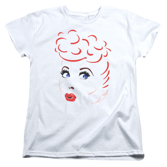 I Love Lucy - Lines Face - Short Sleeve Womens Tee - White T-shirt