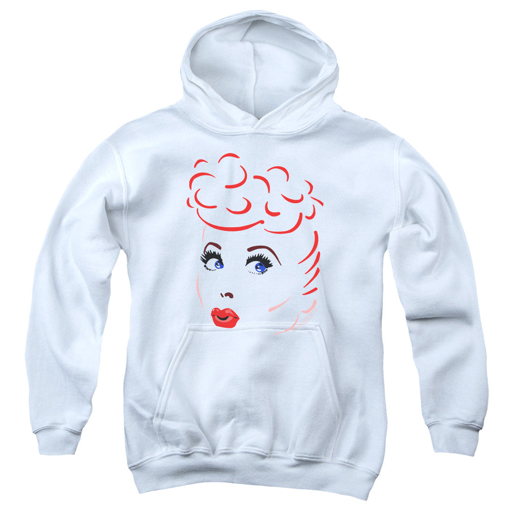I Love Lucy - Lines Face - Youth Pull-over Hoodie - White