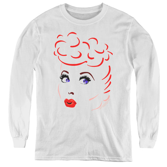 I Love Lucy - Lines Face - Youth Long Sleeve Tee - White