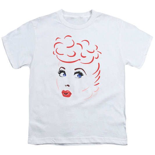 I Love Lucy - Lines Face - Short Sleeve Youth 18/1 - White T-shirt
