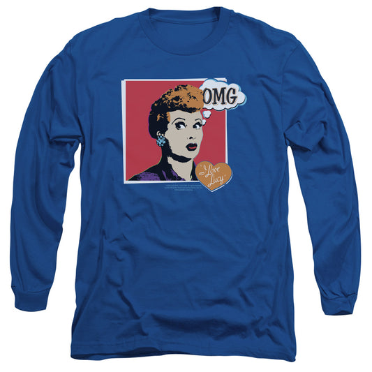 I Love Lucy - I Love Worhol Omg - Long Sleeve Adult 18/1 - Royal Blue T-shirt
