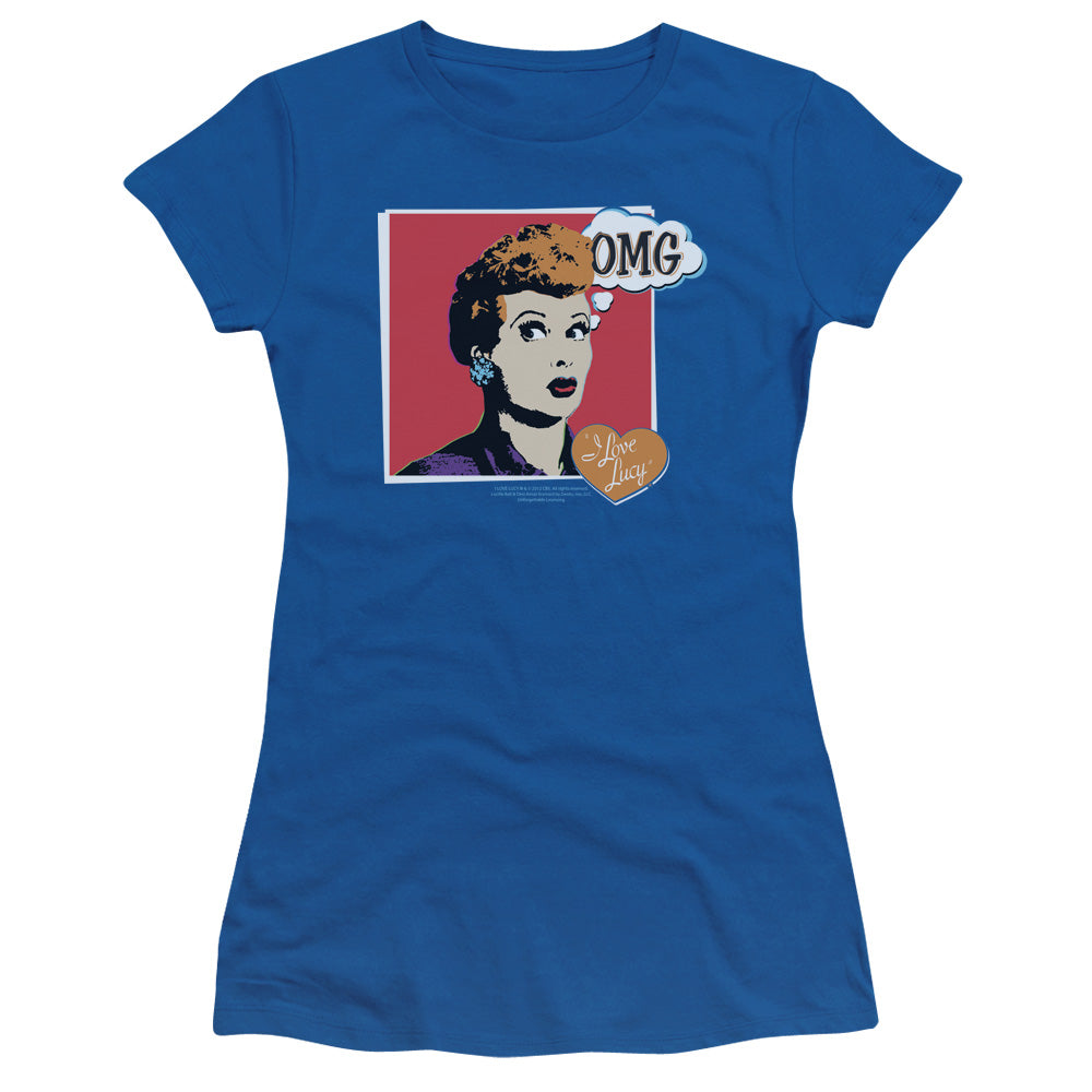 I Love Lucy - I Love Worhol Omg - Short Sleeve Junior Sheer - Royal Blue T-shirt
