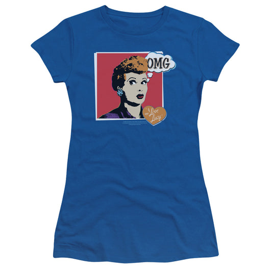 I Love Lucy - I Love Worhol Omg - Short Sleeve Junior Sheer - Royal Blue T-shirt