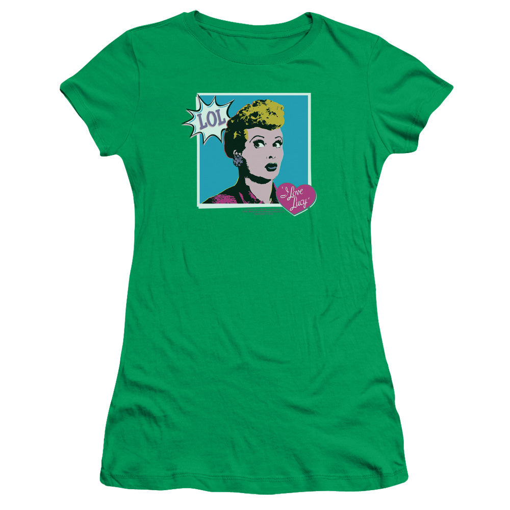 I Love Lucy - I Love Worhol Lol - Short Sleeve Junior Sheer - Kelly Green T-shirt
