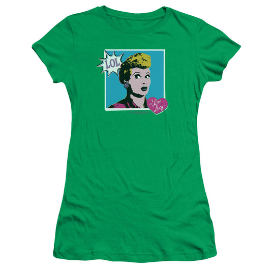 I Love Lucy - I Love Worhol Lol - Short Sleeve Junior Sheer - Kelly Green T-shirt