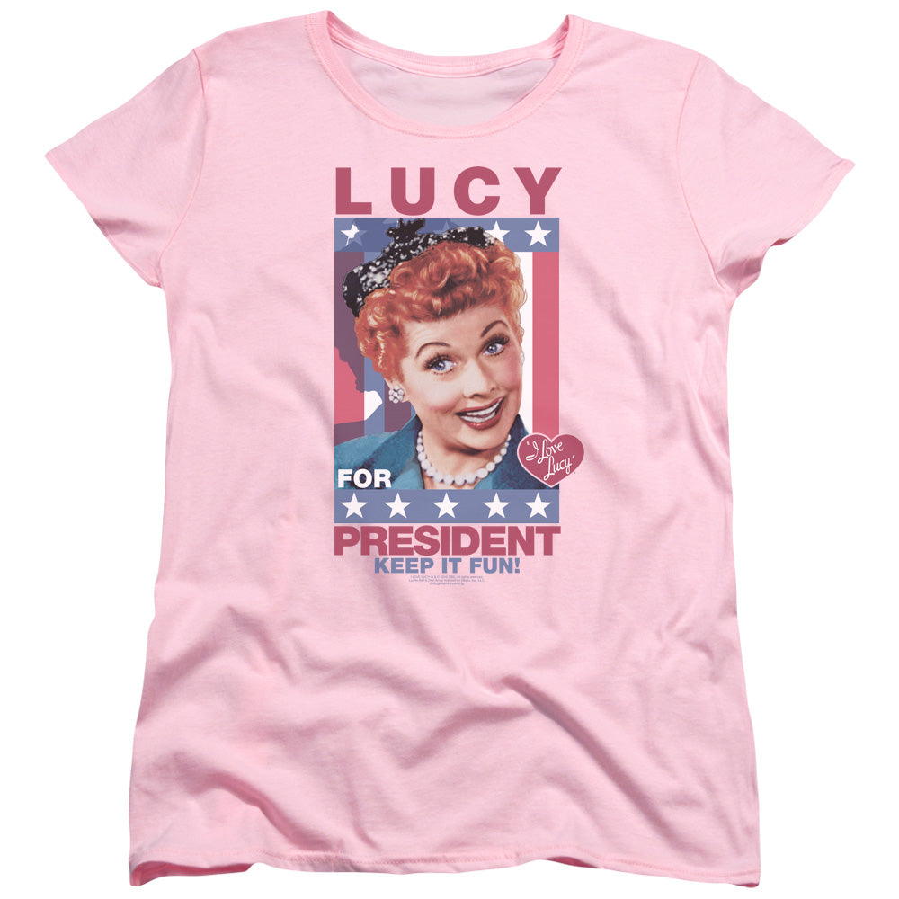 I Love Lucy - For President - Short Sleeve Womens Tee - Pink T-shirt