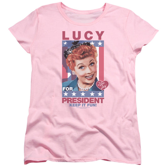 I Love Lucy - For President - Short Sleeve Womens Tee - Pink T-shirt