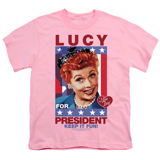 I Love Lucy - For President - Short Sleeve Youth 18/1 - Pink T-shirt