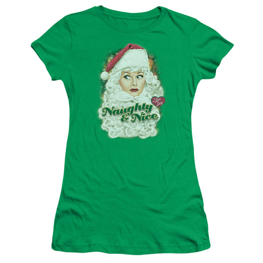 I Love Lucy - Santa - Short Sleeve Junior Sheer - Kelly Green T-shirt