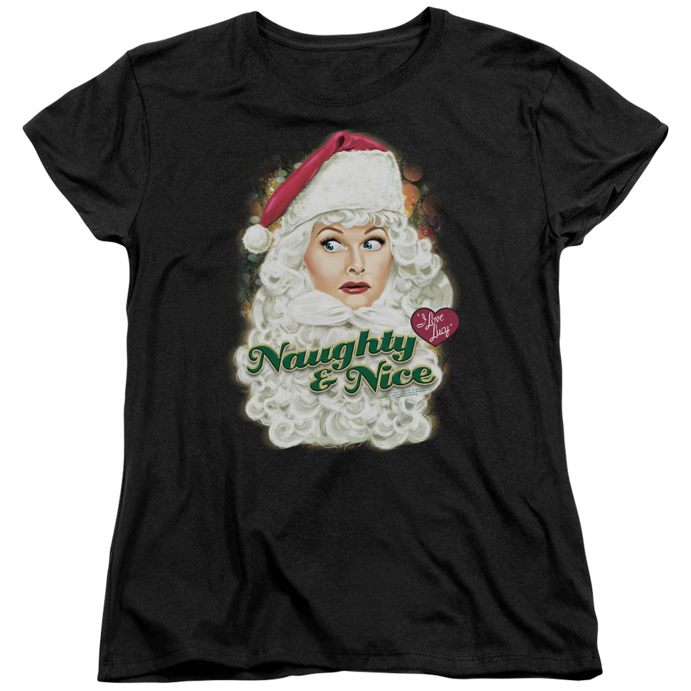 I Love Lucy - Santa - Short Sleeve Womens Tee - Black T-shirt