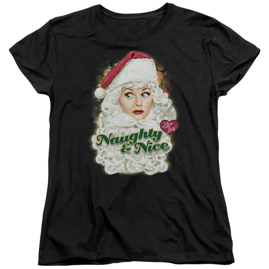 I Love Lucy - Santa - Short Sleeve Womens Tee - Black T-shirt